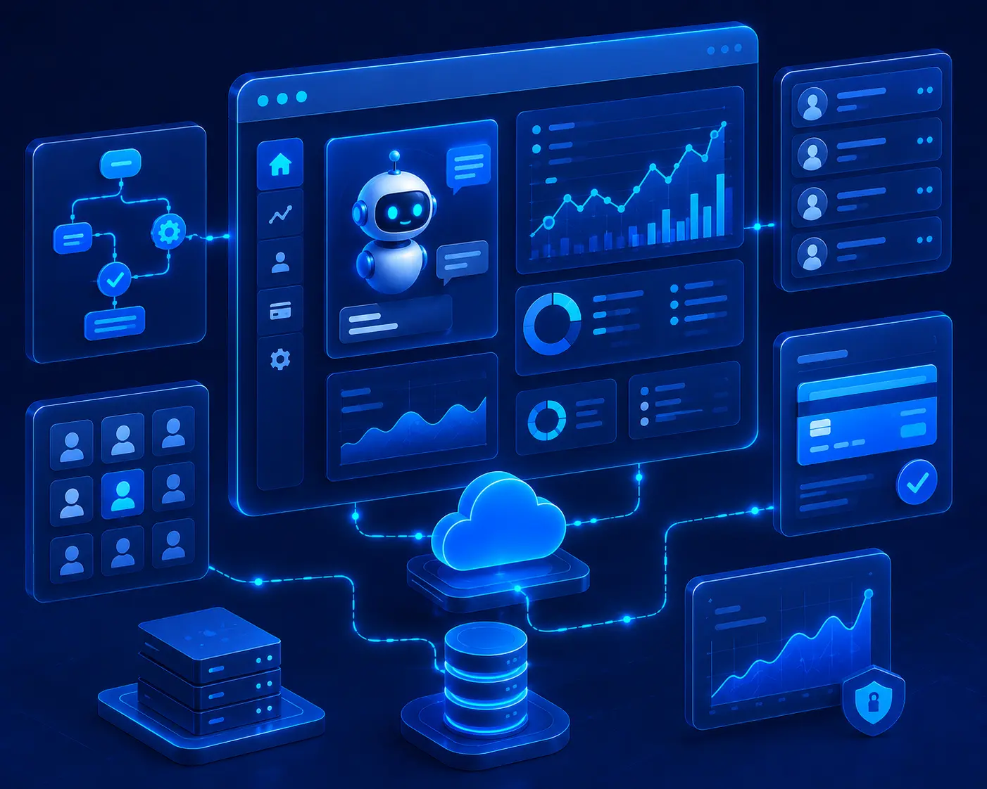 Futuristic isometric tech dashboard design