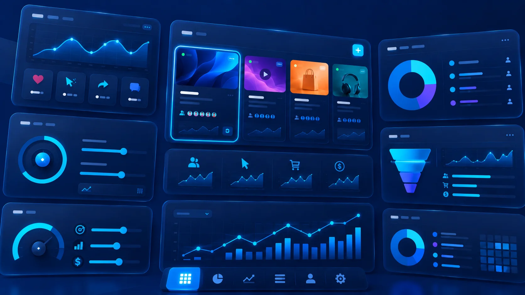 Futuristic neon dashboard interface design